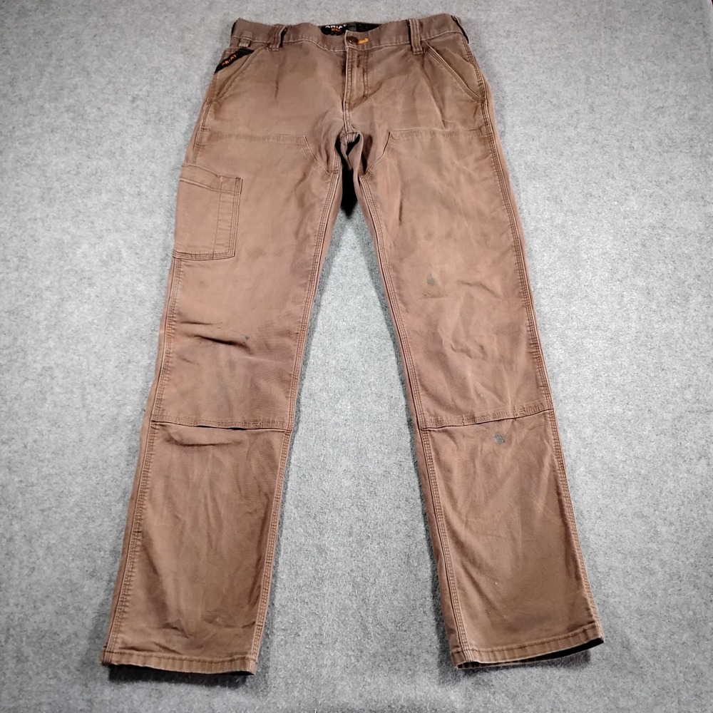 Ariat Rebar M4 Relaxed Straight Double Front Work Pants Mens 32x32 Wren Brown